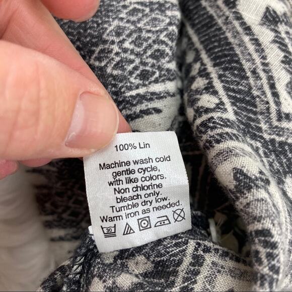 J.Crew Printed Linen Aztec Shirt Black Size XS - Picture 6 of 7